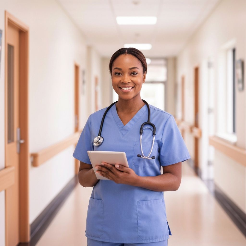 Nurse at a medication cart initiating a video visit